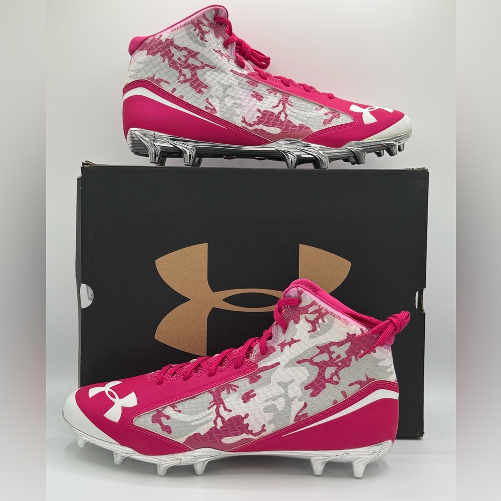Under Armour Nitro ClutchFit PE Camo Pink Chrome Football Cleats NEW